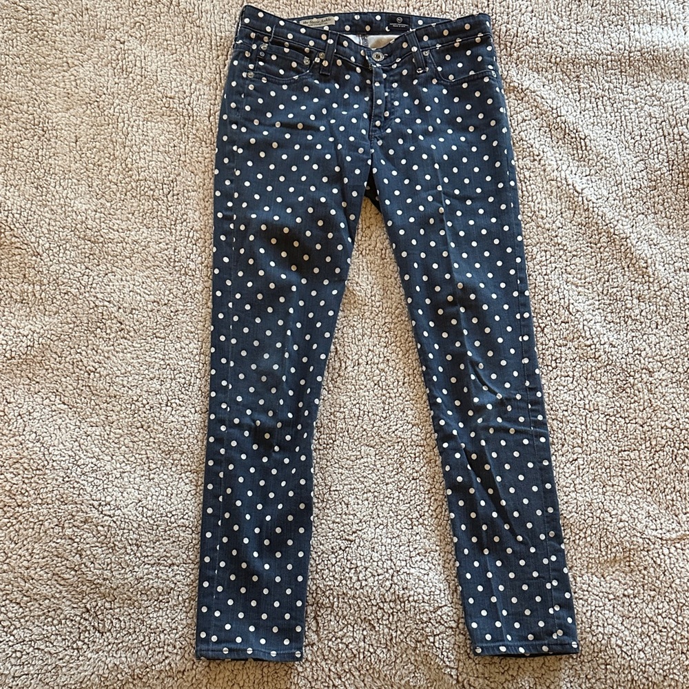 AG Adriano Goldschmied Navy Polka Dot Jeans